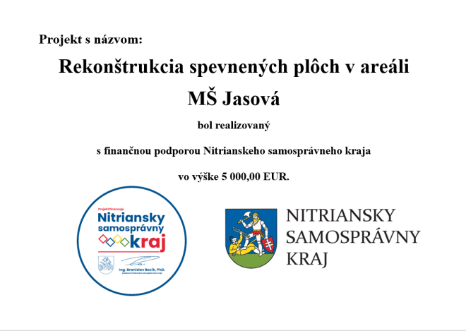 Rekonštrukcia spevnených plôch v&nbsp;areáli MŠ Jasová